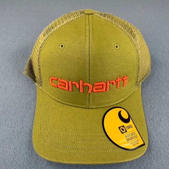 Carhartt Other - Carhartt Trucker Hat Force Flex Mens Olive Green Canvas Mesh Back Logo AH1195-M